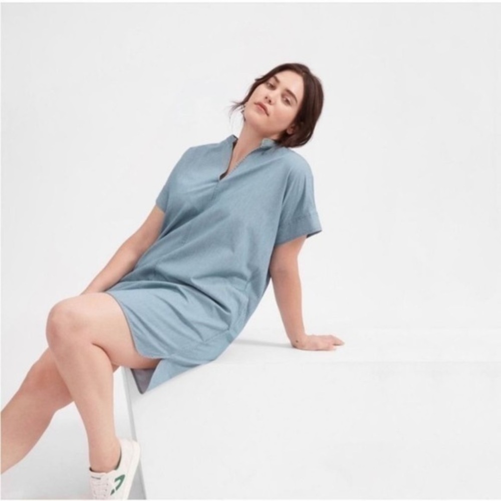 EVERLANE The Splitneck Light Indigo Jean Dress Size 0